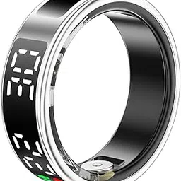 Smart Ring with LED Display, Smart Ring Fitness Tracker, IP68 Waterproof Fitness & Sleep Tracker for Women & Men with Charging Case, APP for iOS for Android, Silver (#12)-picture-47