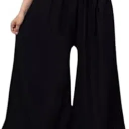 Women's Girls Rayon Black Flayer Pocket Palazzo-picture-32