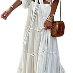 quecy Summer Fashion Two-Piece Set Deep V-Neck Top & Long Flared Skirt White Co-ord Set for Women-picture-13