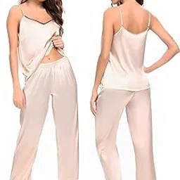 flynery Beautiful Silk Lounge Wear Set for Women - Sexy Hot Night Suit Pajama Set for Ultimate Comfort-picture-31