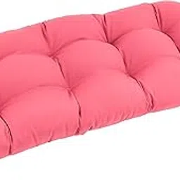 Blazing Needles U-Shaped Twill Tufted Settee/Bench Cushion, 42" x 19", Berry Berry-picture-28