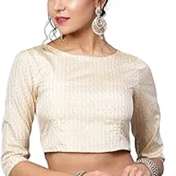 juniper Women's Ivory Silk Lurex Printed Blouse-picture-46