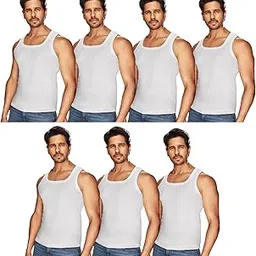 macho sporto Men's Pure Cotton Derby White Vest Pack of 7-picture-28