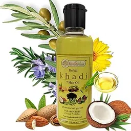 KHADI Rishikesh Ayurvedic 7 Hair Oil For Hir Growth,Fight Hair Damage- Reducing Hair Fall -Long Strong Hair-SLS और पारबेन फ़्री-UNISEX-210ML-7 हर्ब हेयर ग्रोथ हेयर ऑयल-image-47