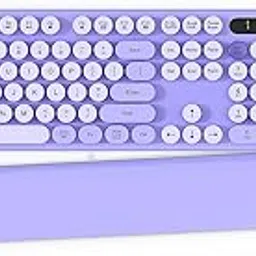 Wireless Keyboard and Mouse - Typewriter Keyboard with Retro Round Keycaps-picture-18