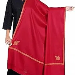 Pure Kashmiri Woolen Kashmiri Embroidery Maroon Shawl (Size 45X86 Inch)-image-27