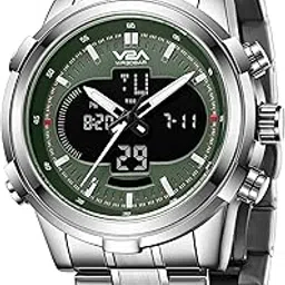 v2a Torque Series Analog-Digital Metal Watch for Men Silver Stainless Steel Band | Chronograph| Dual Display-picture-12