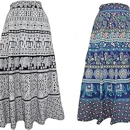 devil Women's omen's Cotton Combo of 2 Skirts (Multicolor_Free Size) Black-Blue-picture-27