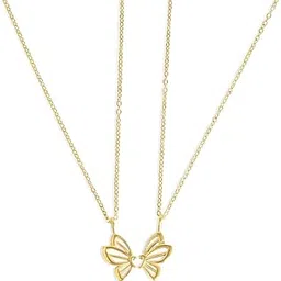 elinor jewels BFF Butterfly Necklace for Women & Girls 2 Chain 2 Pendant Set 18K Gold Plated Friendship Jewelry Waterproof & Anti-Tarnish Cute Demifine Gift for Best Friends image 1
