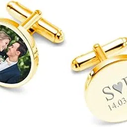 silver style Personalized Customized Gold PlatedMen's any Message Photo Cufflinks With Photo-picture-10