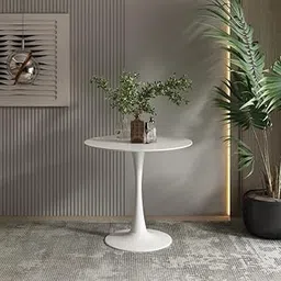 Device Bas with BROWN ART SHOPPEE Engineered Wood Modern Round Side Entryway Coffee Table with 1 Pillar (White)-picture-43