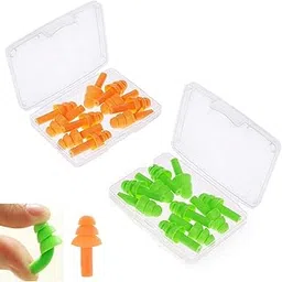 Ear Plugs for Sleeping Noise Cancelling Reusable Silicone Earplugs for Sleeping, Shooting, Swimming, Study, Work, Travel, Suitable for Kids and Adults(10 Pair) Orange and Green-image-22