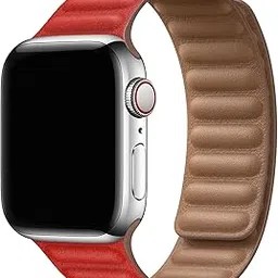 DailyObjects Poppy Leather Watch Strap Compatible with Apple Watch Series 9/8/7 41mm, SE2/SE/6/5/4 40mm, Series 3 38mm | Series10 42mm -Watch Not Included-image-1