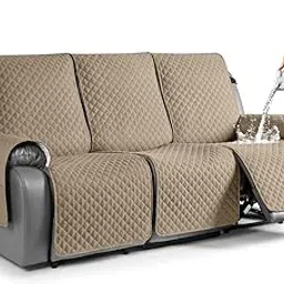 TAOCOCO Waterproof Recliner Couch Covers Sofa Slipcover for 3 Cushion Couch, Pet Sofa Cover for 3 Seat Recliner, Washable Reclining Sofa Cover Furniture Protector with Straps(3 Seater, Camel)-picture-12