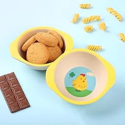 THE BAMBOO CO ™ Kids/Baby Feeding/Dinner/Eating Bowl Set of 2| Includes 2 Bowls |Made of Bamboo| | Eco-Friendly |Organic & Natura (Chicken)-image-19