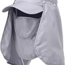 Polyester Women Man Wide Brim Face Mask Sun Cap Sunvisor Detachable Neck Face Flap Ponytail Uv Protection Sun Cap Garden Fishing Hiking Sun Protection Sun Visor (Grey)-image-94