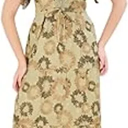 night shades | Alpine Frock Style Nighty | Nighty for Women Stylish | Women's Cotton Printed Long Maxi Nighty | Soft & Breathable Floral Nightwear Gown with Waist Tie-picture-20