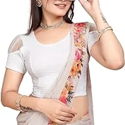 sft Short Sleeve with Organza Patch Sleeve Readymade Saree Blouse for Women Stylish (CH1095-picture-46