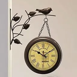 Black Iron 10 Inch Victoria Station London Vintage Wall Clock Retro Bird Wall Clock Double Sided Wall Clock Antique Clock (10 Inch) (Body Color :- Dark Brown)-picture-23
