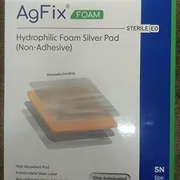 Agfix Foam Hydrophilic foam Silver pad Wound Dressing 10CM x 10CM, (PACK OF 5)-picture-12