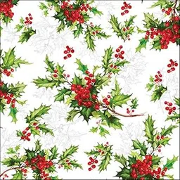 DCAD Decoupage Tissue Paper Napkin - Christmas Tissue Ilex All Over (Pack of 20 Same Design, Size 33 cm X 33 cm)-picture-18