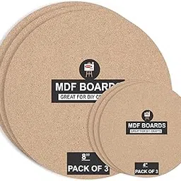 Variety Canvas 6 Piece 8"[3] 4"[3] Inch MDF Round Boards for Art and Craft, Wood MDF Sheets for Craft Work, DIY MDF Cutouts-picture-29