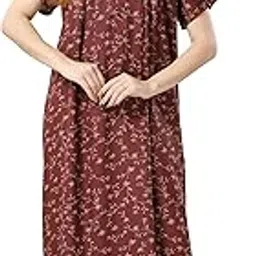 cloud soft Women’s Embroidered Alpine Nighty | Floral Print | Soft & Comfortable Long Night Gown | Full Length Nightdress for Daily Sleepwear CSCP05B-picture-18