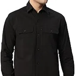 reccy Men's Trekking Hiking Travel Wildlife Safari Long Sleeve Ventilated Breathable TechFlex Cargo Shirt with 4-Way Stretch, Sun Protection, Waterproof Pocket image 1