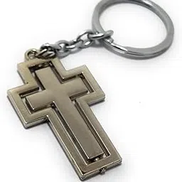 high choice Roatating Cross Jesus Metal Key Chain (Silver)-picture-51