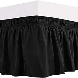 Elegant Décor 100% Egyptian Cotton Around Luxurious Bed Skirt, Elastic Dust Ruffles, Easy Fit Wrinkle and Fade Resistant Pattern Solid 650 TC, 9-inch Drop Length (Size King Black)-picture-28