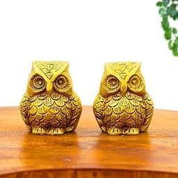 INTERNATIONAL GIFT Gold Plated Brass Owl Figurines Pair Exquisite Home Decor Statues Symbolizing Wisdom & Prosperity-picture-12