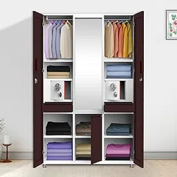 SAJNI | 10-Year Guarantee on Paint and Lock | Glossy Metallic Finish Wardrobe with Dressing Mirror, Double Number Circle Lockers (Tijori) & Curved Door Design-picture-23