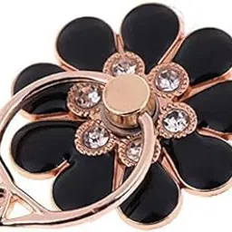 KolorFish Funky Mobile Phone Ring Grip Holder Stand 360 Degree Rotation with Finger Ring for All Mobile Phone and Tablet (Universal) Nine Leaf Black-picture-17