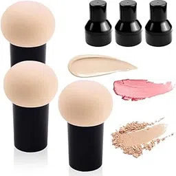 Mushroom Makeup Sponge Cosmetic Blender Puff Latex Free Face Sponge Beauty Puff Makeup Brush Sponge with Handle Case for Concealer BB Cream Foundation Makeup Tools (3 Pack, Skin Color)-image-34