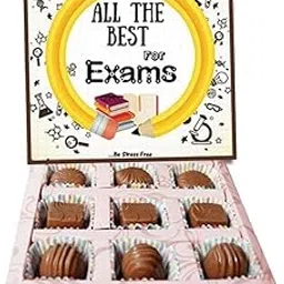 BOGATCHI Exam Day Gift, EXAM Special Chocolates, EXAM Gift Hamper, Exam Wishes, All The Best, Good Lucks , 9pieces + Free -Smiley Ball (to Control Stress) + Free Exam Wishes Greeting Card-picture-51