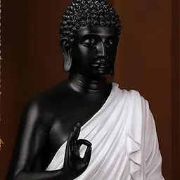 2 Feet Buddha Statue for Home Decor & Garden, Big Size Resin Fiber Glossy Buddha Idols, Decor Items for Home and Office (Black & White)-picture-17