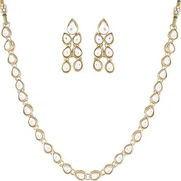 i jewels 18K Gold Plated Intricately Handcrafted Jewellery Set Glided With Uncut Polki Kundans For Women (IJ283W)-picture-16