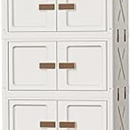 House of Quirk 5 Layer Plastic Storage Box – Flip Storage Box, Foldable with 2 Door, Free Installation, Storage Wardrobe & Home Organizer ((Cream, 40cm)-picture-23