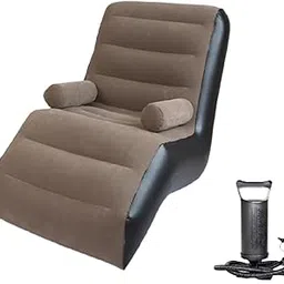 Lazy Sofa with Armrest Seating Inflatable Sofa Chair for Camping Travel Home Brown-image-10