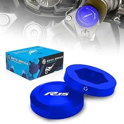 MOTO GENIUS R15M R15 V4 V3 Front Fork Covers | CNC Aluminum Shock Absorber Top Caps | Motorcycle Front Fork Protection | Durable, Easy Install (2PC) (Blue)-image-50