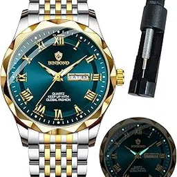 binbond Men's Watch Luxury Business Dress Analog Quartz Stainless Steel Casual Date Wrist Watches for Men Easy Read Roman Numeral Large Dial Waterproof Luminous-picture-26