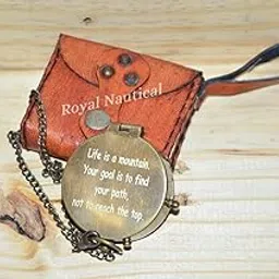 Directional Magnetic Pocket Engraved Compass 2 inch Quote ‘’Life is A Mountain Your Goal is to Find Your Path Not to Reach The Top ’’with Leather Case UTC-picture-38