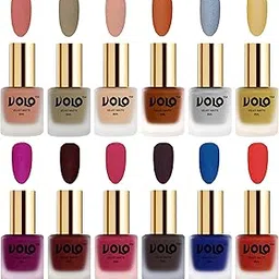 Volo Velvet Dull Matte Bold Colors Nail Polish Combo in Wholesale Rate(Light Peach, Sand Nude, Nude, Metallic Coral, Metallic Silver, Metallic Golden, Magenta, Maroon 96 ml) Pack of 12-picture-10
