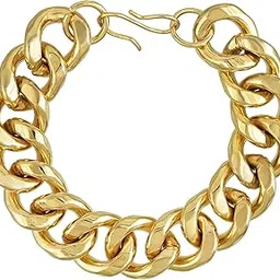 missmister: lifestyle for a grand life Missmister Brass Micron Gold plated Super thick and heavy 10mm thick/ 115Gms) Bracelet for Men (MM1100BLKL)-picture-10