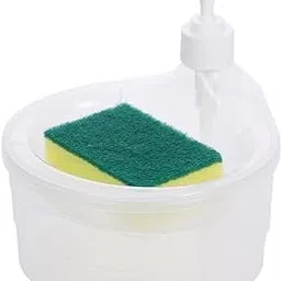 Wazdorf Double Layer Soap Dispenser for Bathroom - Dishwasher Liquid Holder 2 in 1 Liquid Dispenser Pump with Sponge Holder Kitchen Restaurant Sink Accessories Items (400 ml) image 1