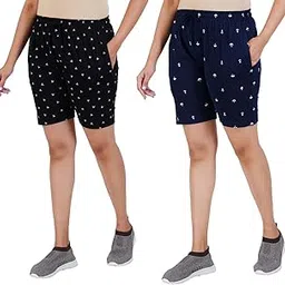 GUIDE Women Cotton Regular Fit Printed Shorts (Pack of 2)-picture-52
