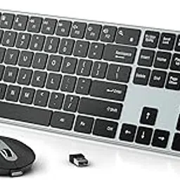 Wireless Keyboard and Mouse Combo - Ultra Slim- 2.4GHz Wireless Connection-Adjustable 1600 DPI Compact Full Size Keyboard and Mouse Set for PC, Laptop (Blue-Black) image 1