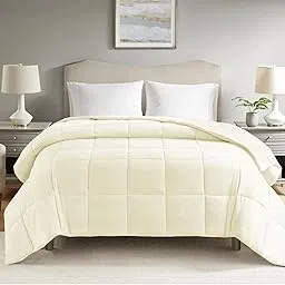 200 GSM All Season Comforter/Duvet/Blanket Double Bed Comforter Lightweight Soft & Smooth Microfiber (90" X 100" Inches) - Double Bed Comforter - Ivory Color-picture-31