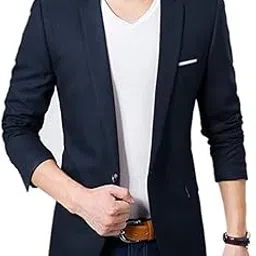 Men's Slim Fit Single Breasted Blazer-image-0