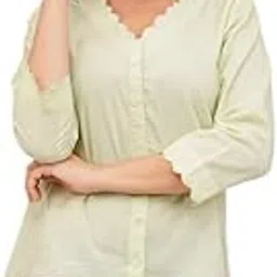 label ceres Neckline Scalping Embroidered Pure Cotton Top-picture-49